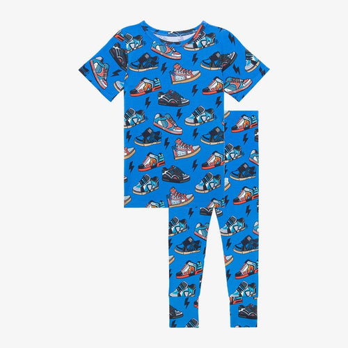 Bolt Short Sleeve Pajamas in shoe prints