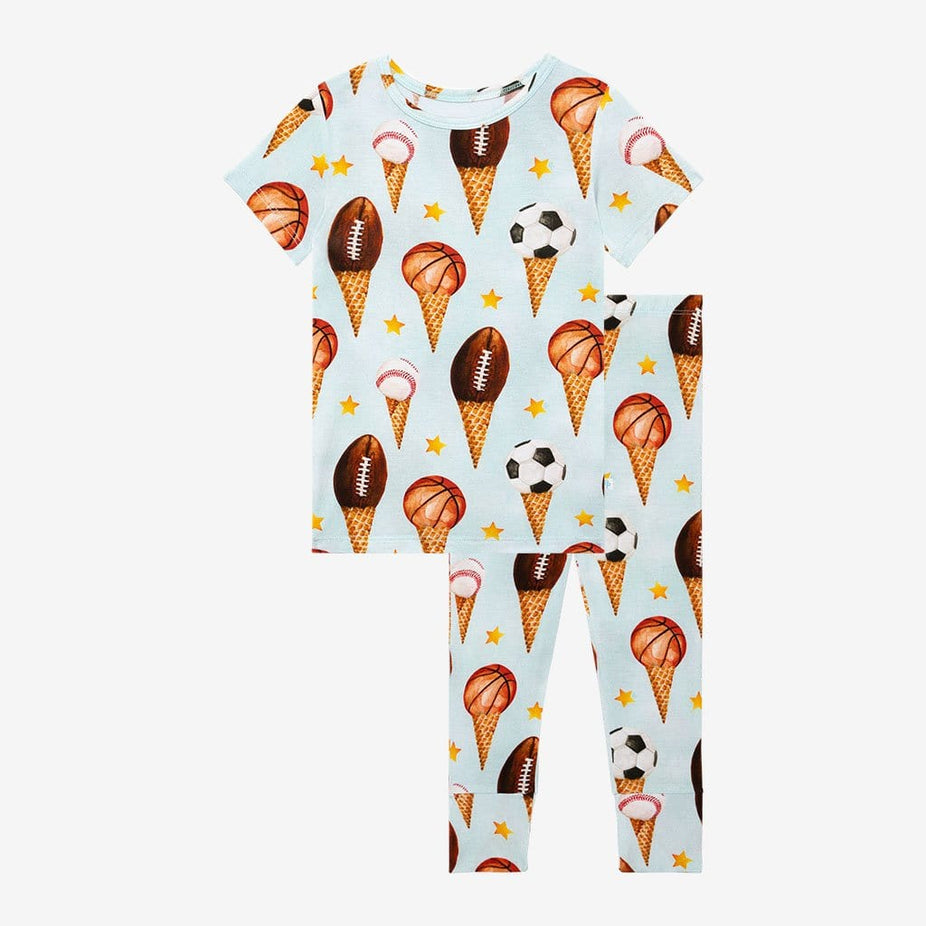 Scoops Short Sleeve Pajamas in Basketball & Football print