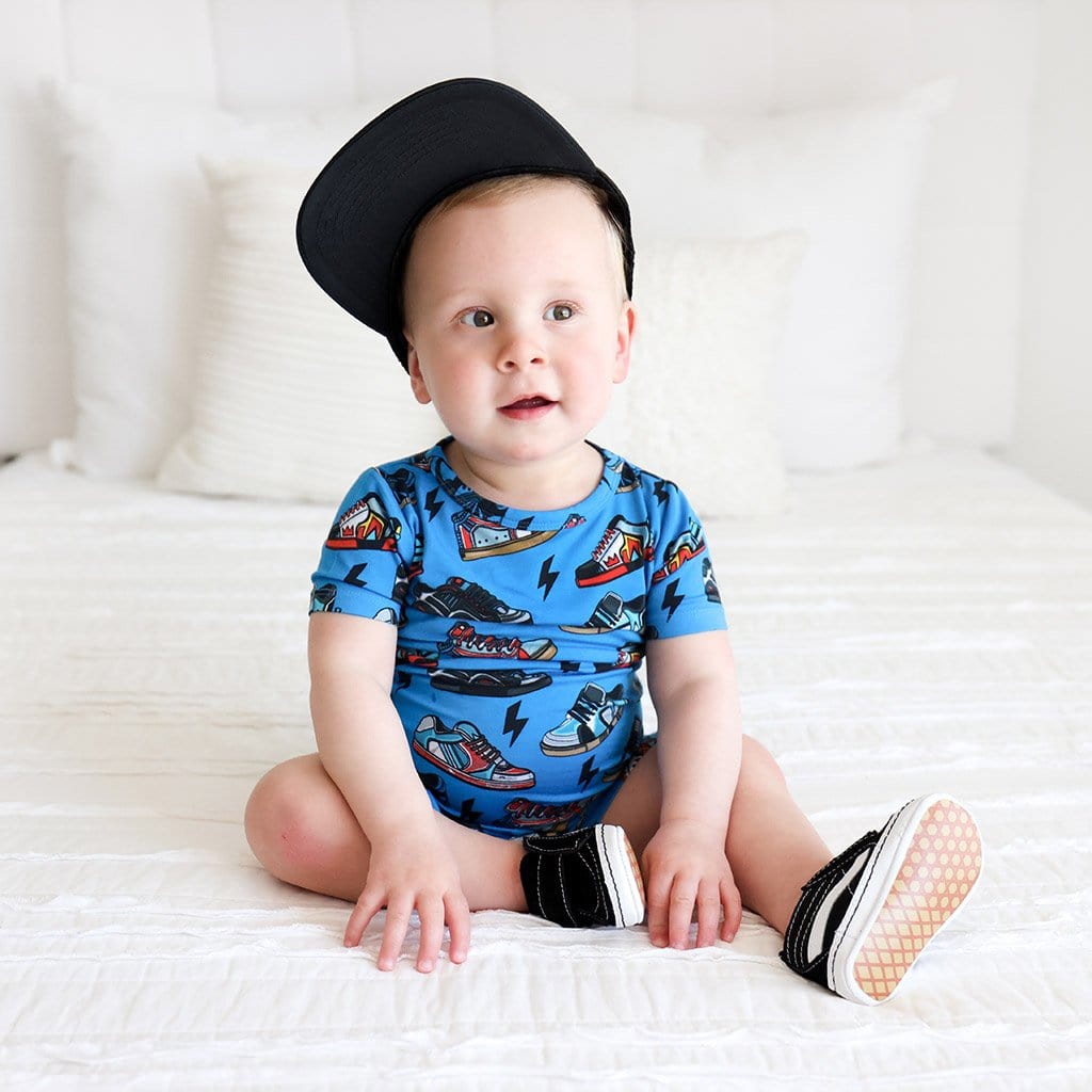 Baby in bed wearing Bolt Short Sleeve Short Pajamas