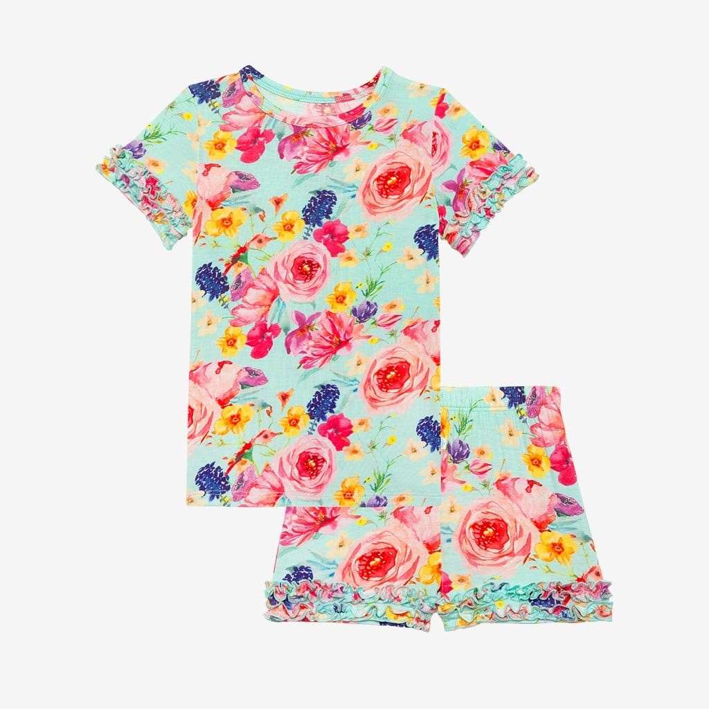 Floral Bella Ruffled Short Sleeve Ruffled Short Pajamas
