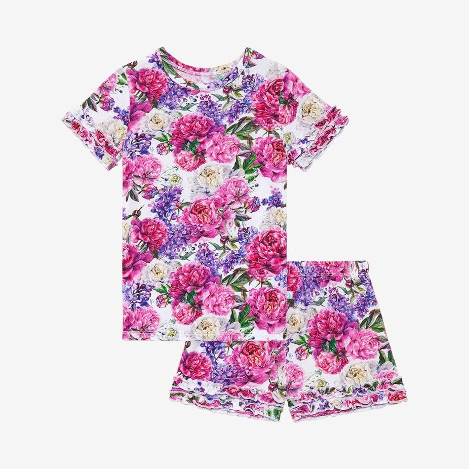 Floral Bella Ruffled Short Sleeve Ruffled Short Pajamas