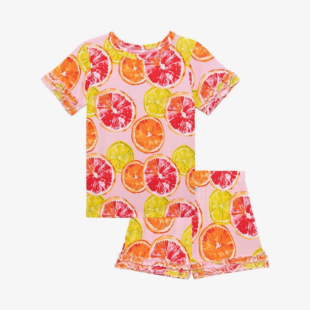 Citrine Ruffled Short Sleeve Ruffled Short Pajamas