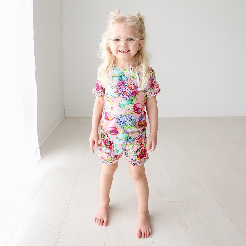 Baby on Elizabeth Ruffled Short Sleeve Ruffled Short Pajamas