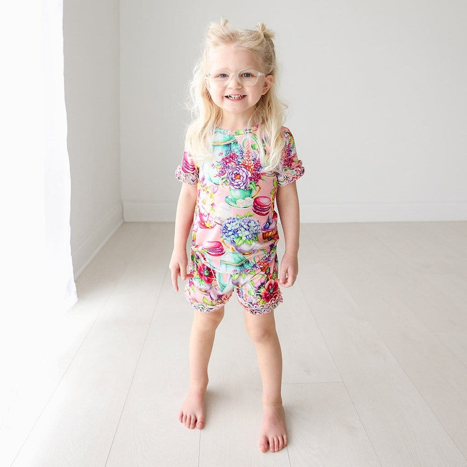 Baby on Elizabeth Ruffled Short Sleeve Ruffled Short Pajamas