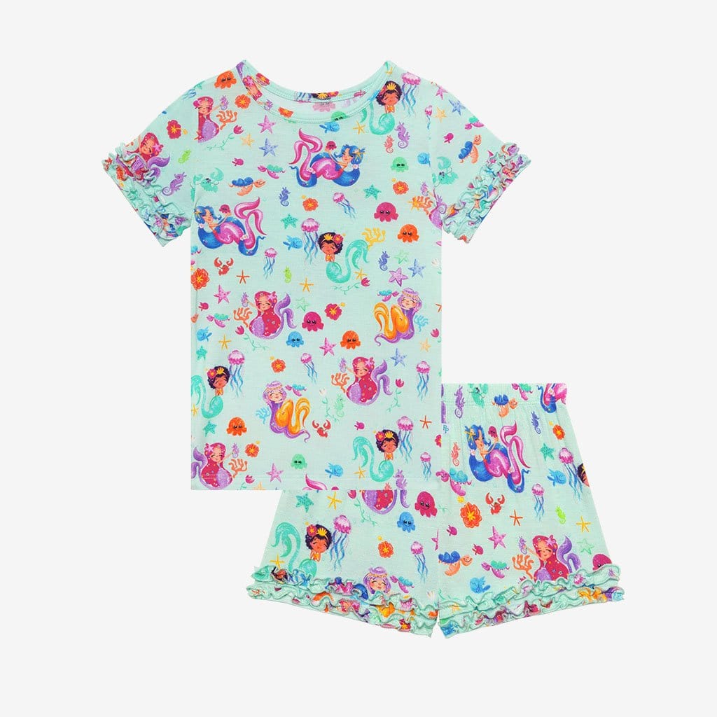 Kai Ruffled Short Sleeve Ruffled Short Pajamas in mermaid print