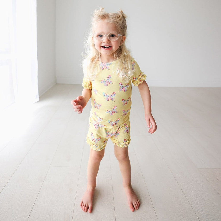 baby on Keira Ruffled Short Sleeve Ruffled Short Pajamas