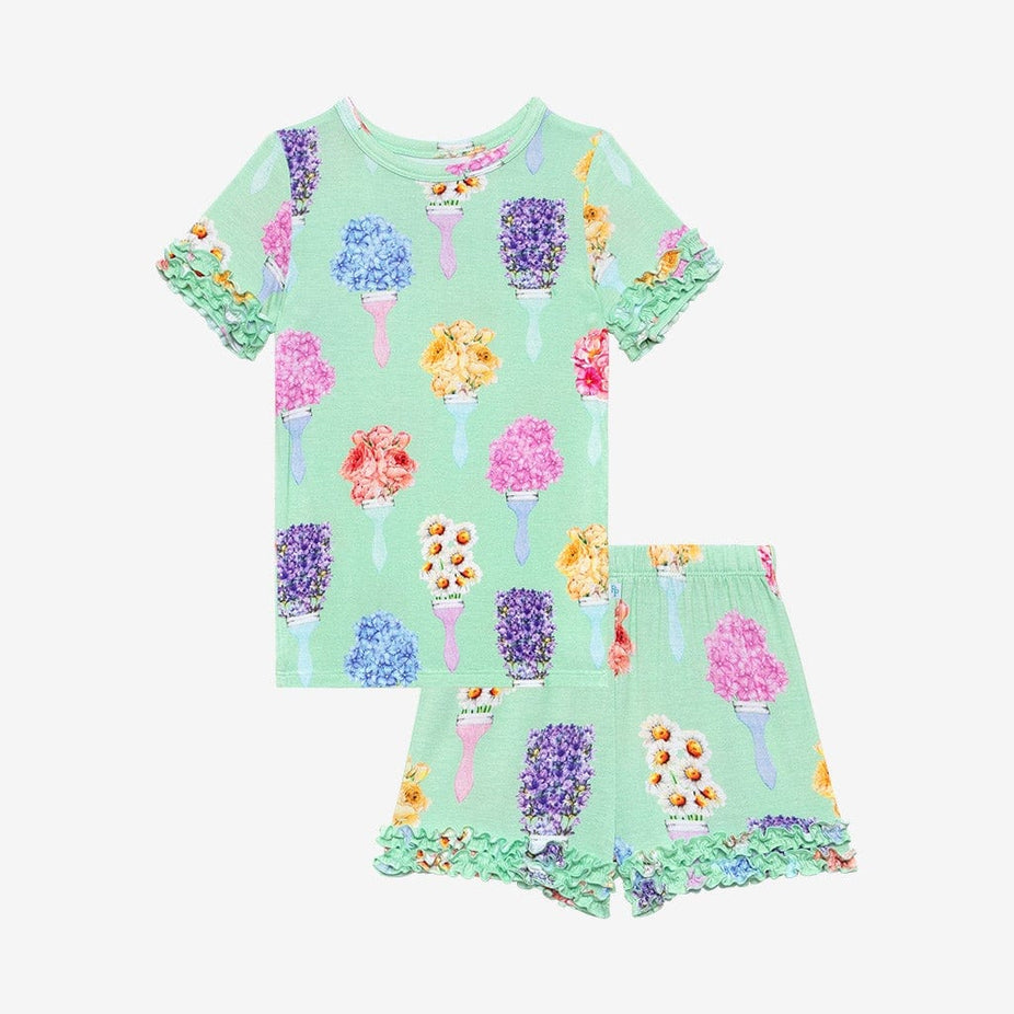 Rene Ruffled Short Sleeve Ruffled Short Pajamas