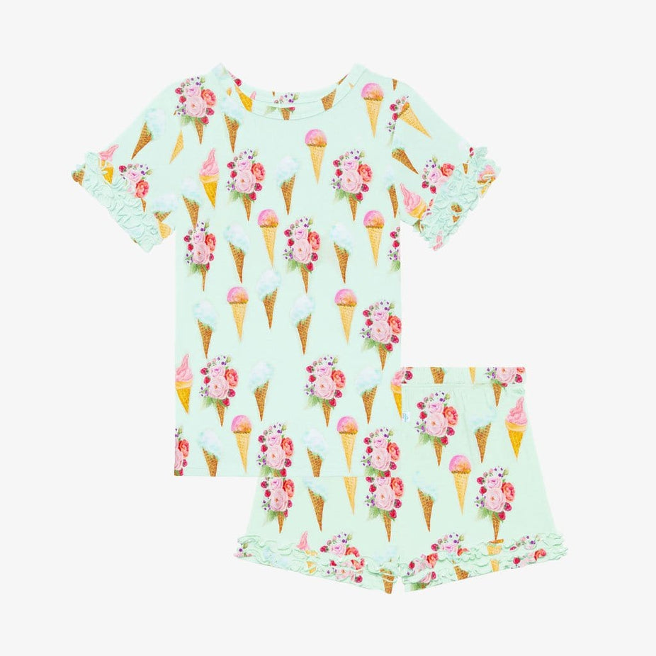 Sophia Ruffled Short Sleeve Ruffled Short Pajamas
