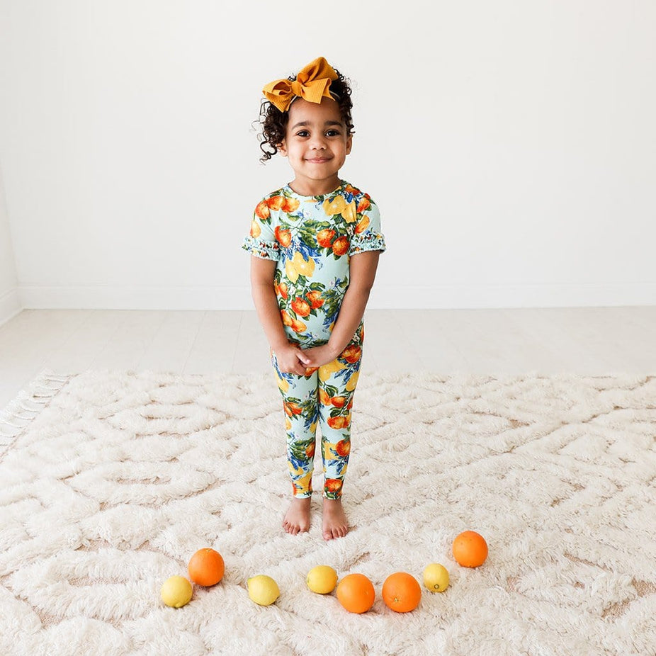 Toddler on Lucia Ruffled Short Sleeve Pajamas