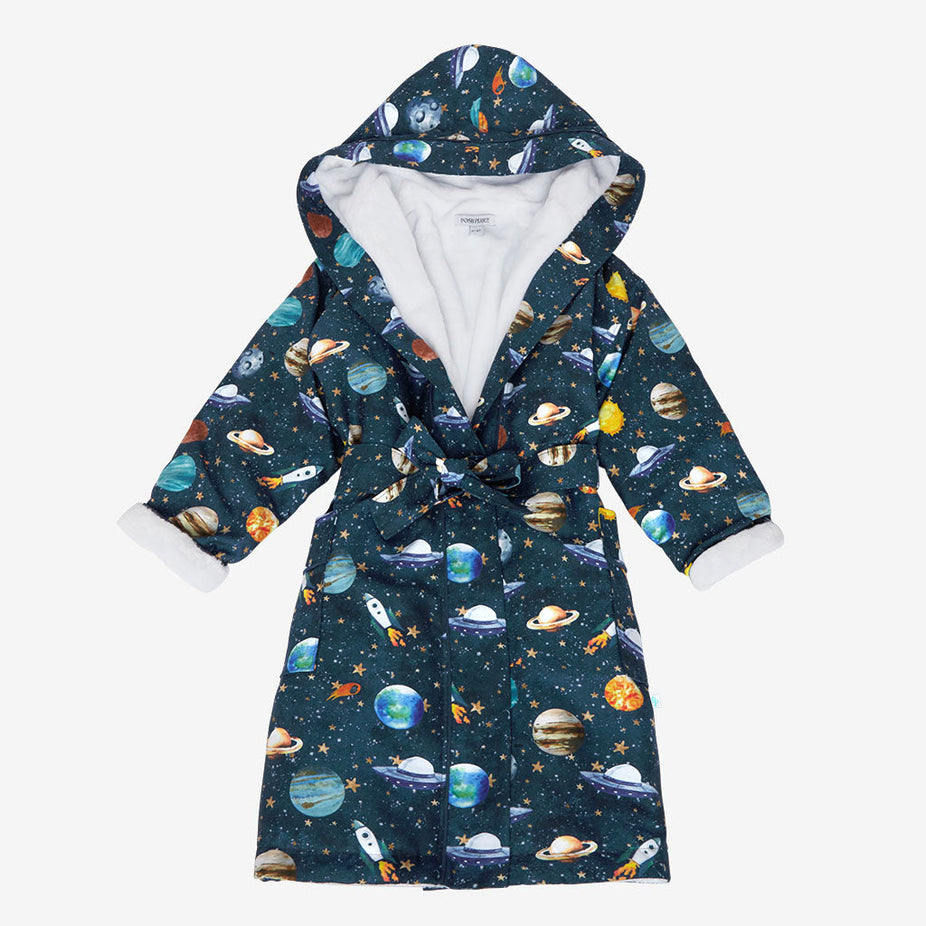 Cosmic Galaxy Kids' Long Sleeve Plush Robe
