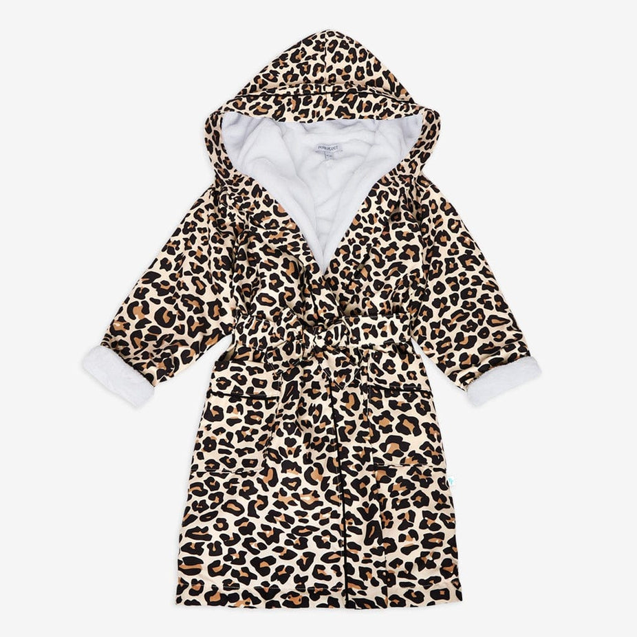 Lana Leopard Tan Kids' Long Sleeve Plush Robe