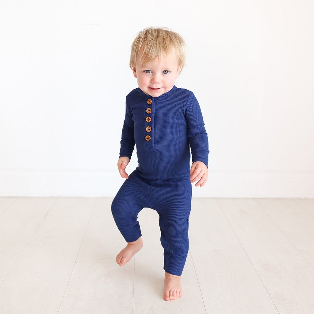 Agate Waffle Long Sleeve Henley Romper