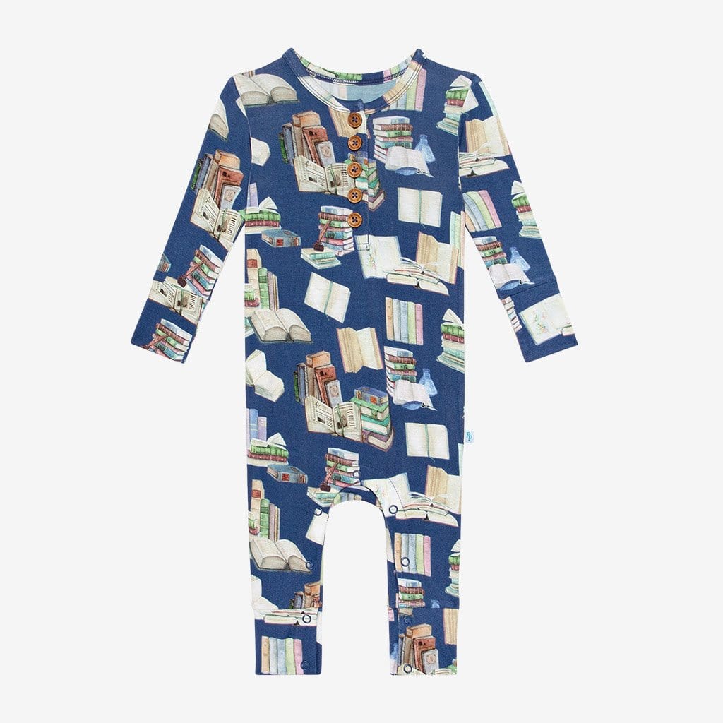 Library Books Long Sleeve Henley Romper