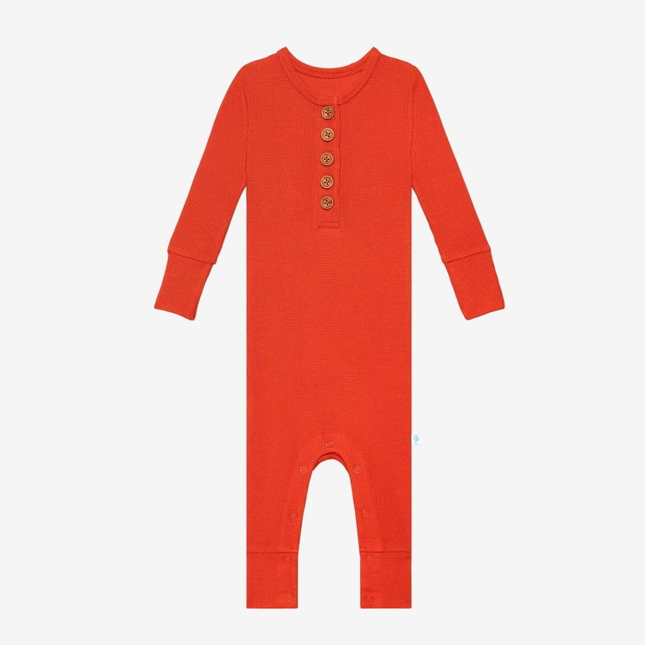 Persimmon Waffle Long Sleeve Henley Romper