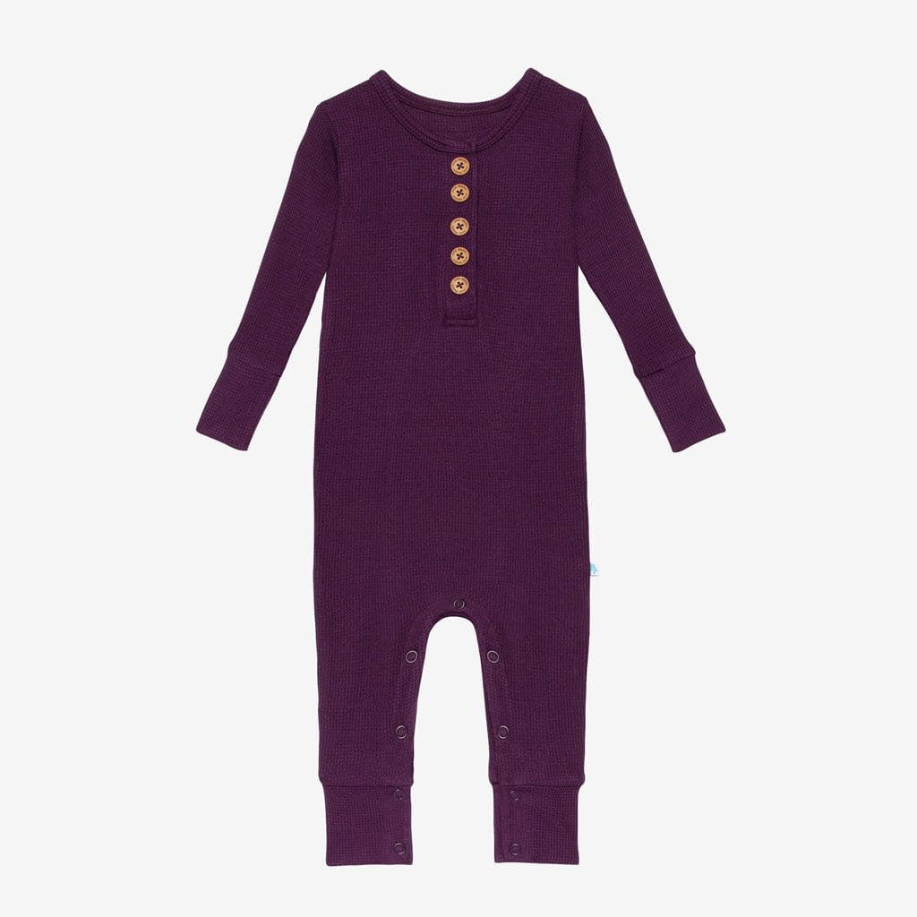 Posh Peanut Plum Waffle Knit Baby Romper