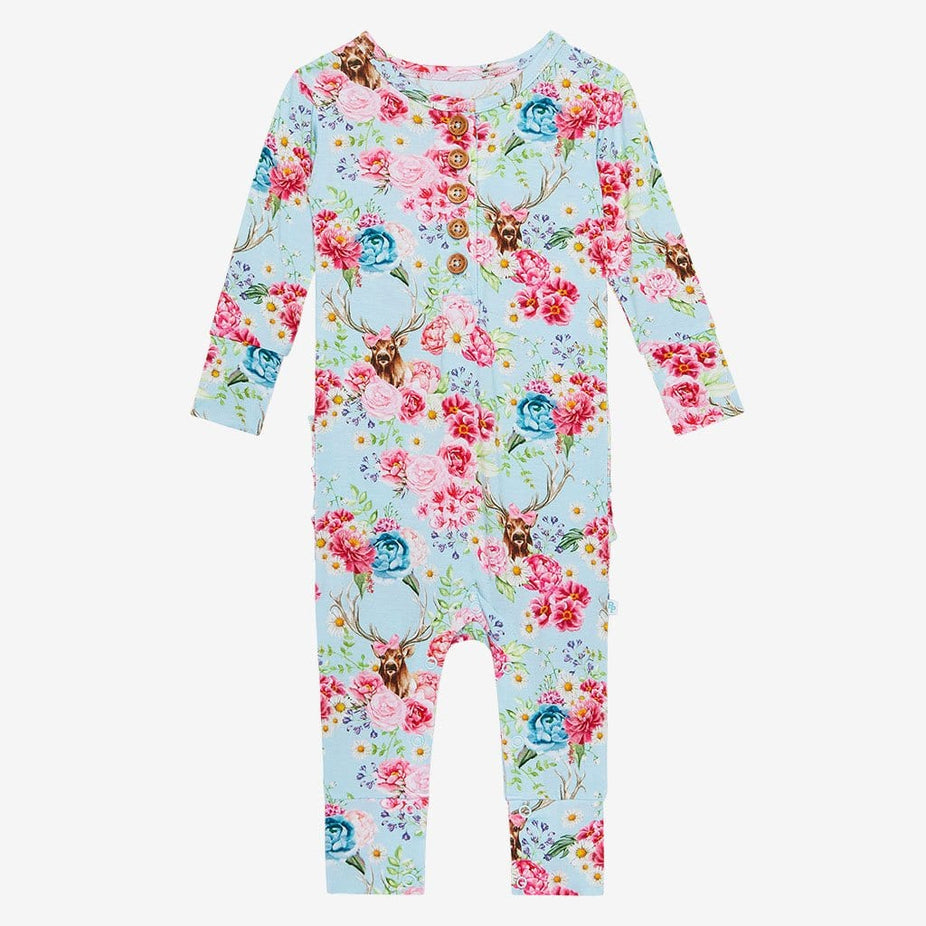 Fawn Long Sleeve Ruffled Henley Romper