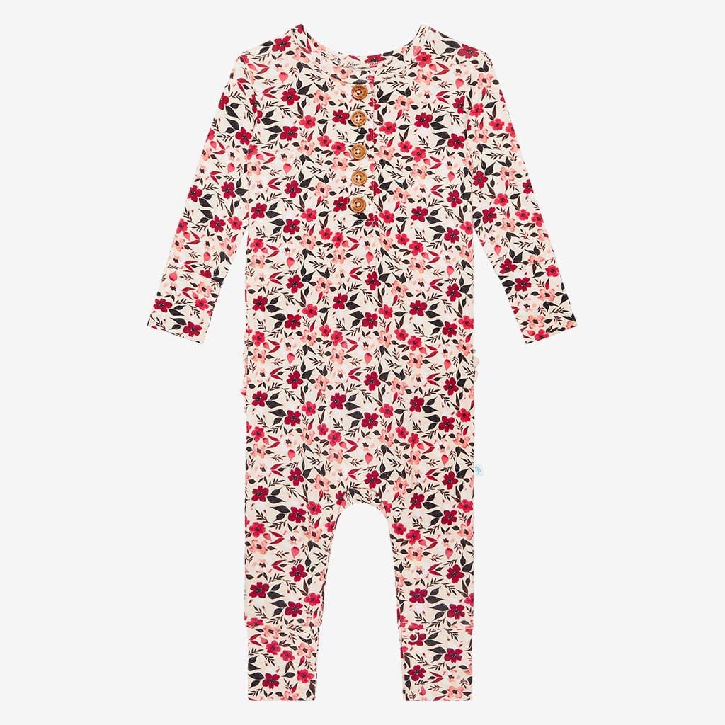 Janie Long Sleeve Ruffled Henley Romper