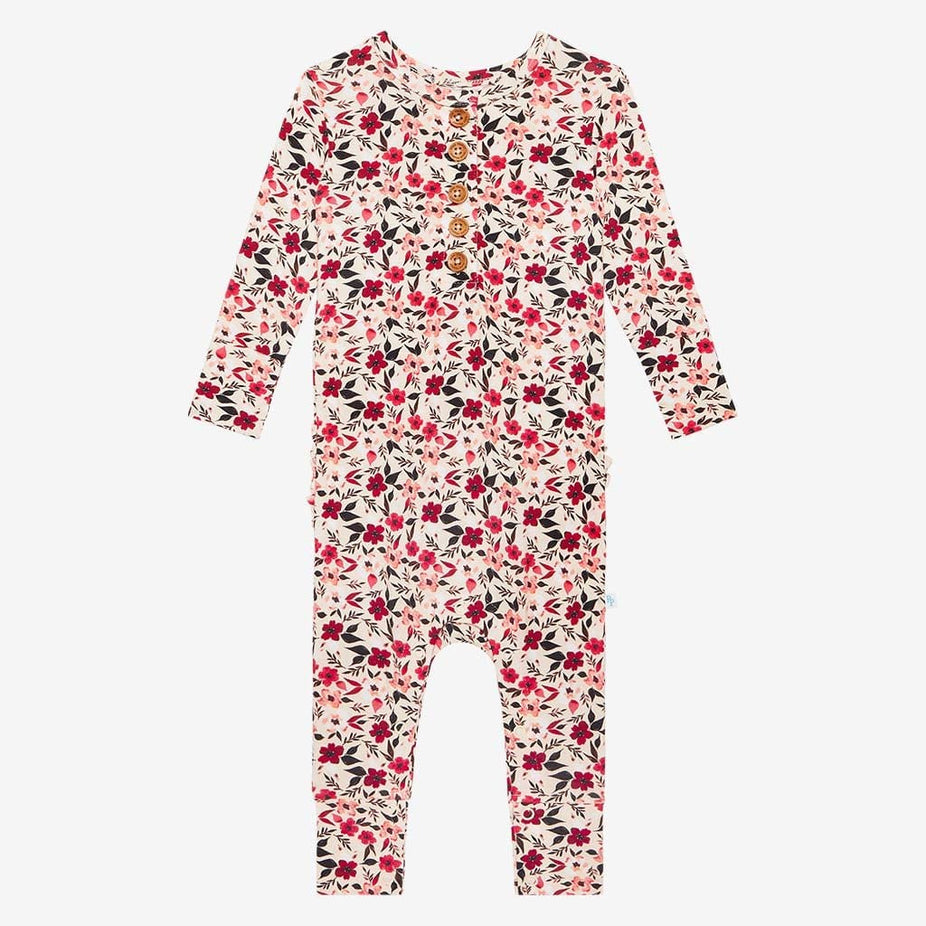 Janie Long Sleeve Ruffled Henley Romper