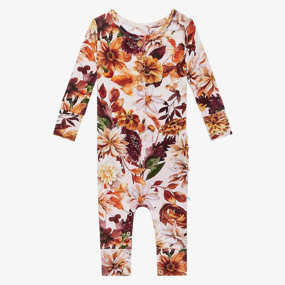 Front View of Floral Baby Girl Ruffled Romper Julieta