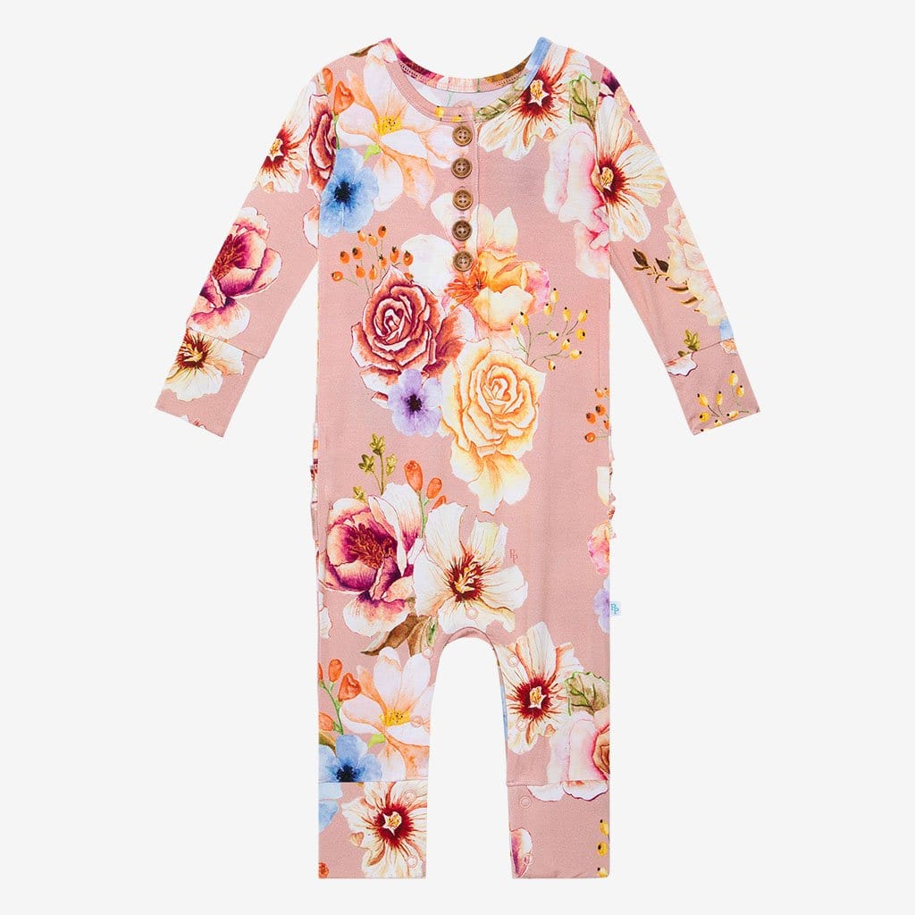 Miranda Long Sleeve Ruffled Henley Romper