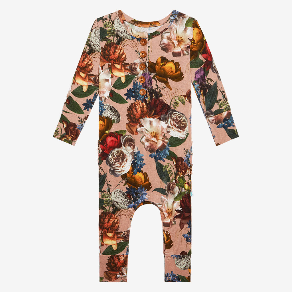 Phoebe Long Sleeve Ruffled Henley Romper