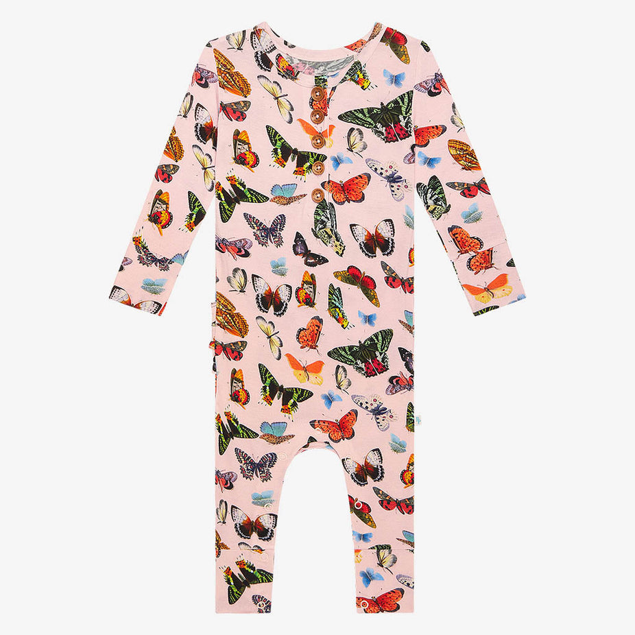 Parisa Long Sleeve Ruffled Henley Romper