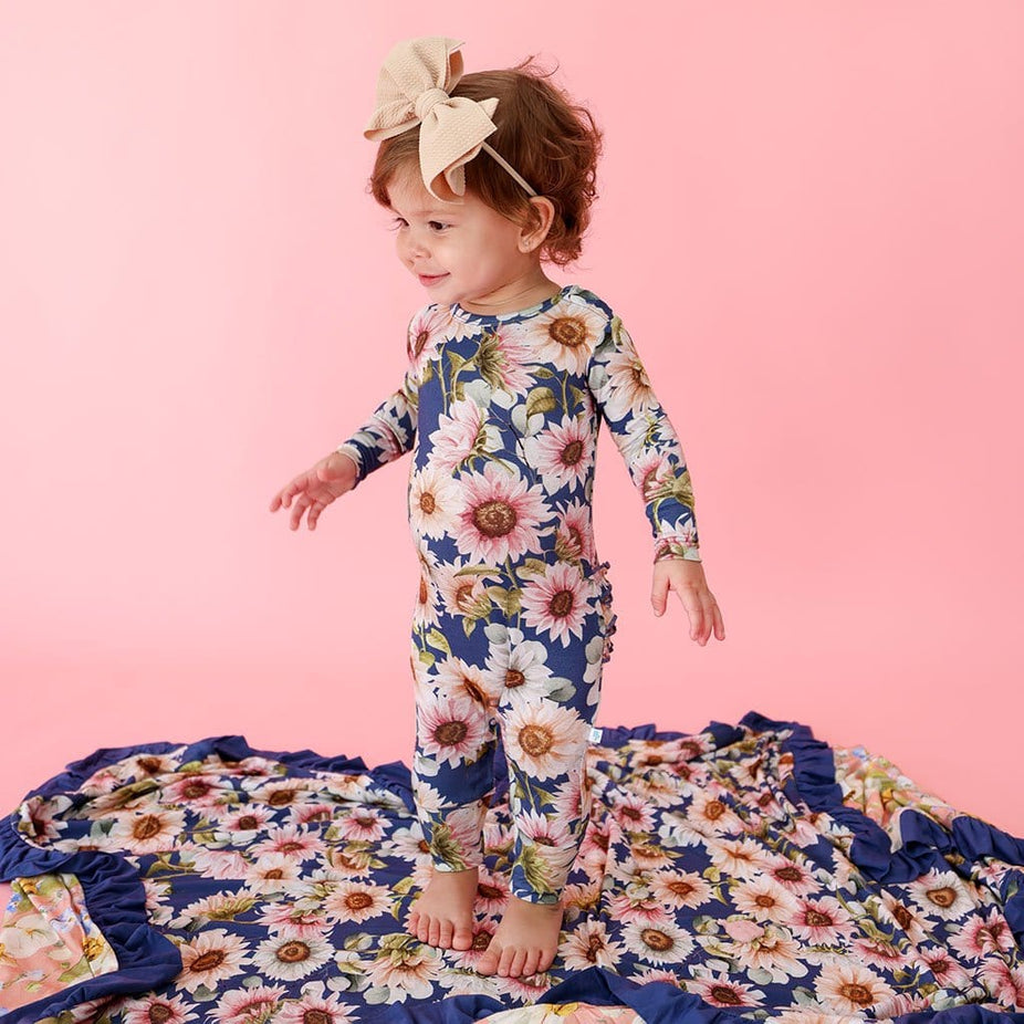 Baby Girl in Floral Soraya Long Sleeve Ruffled Romper