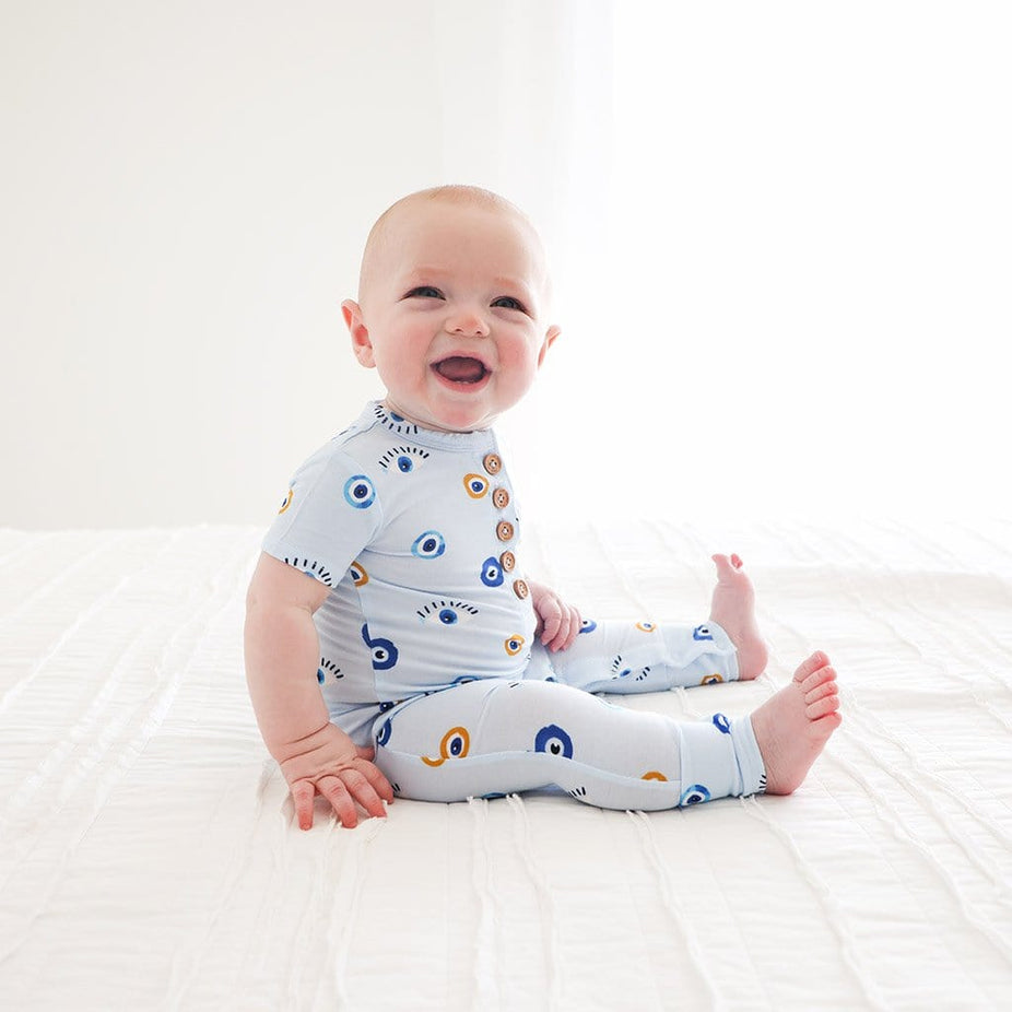 Baby on Evil Eye Short Sleeve Henley Romper