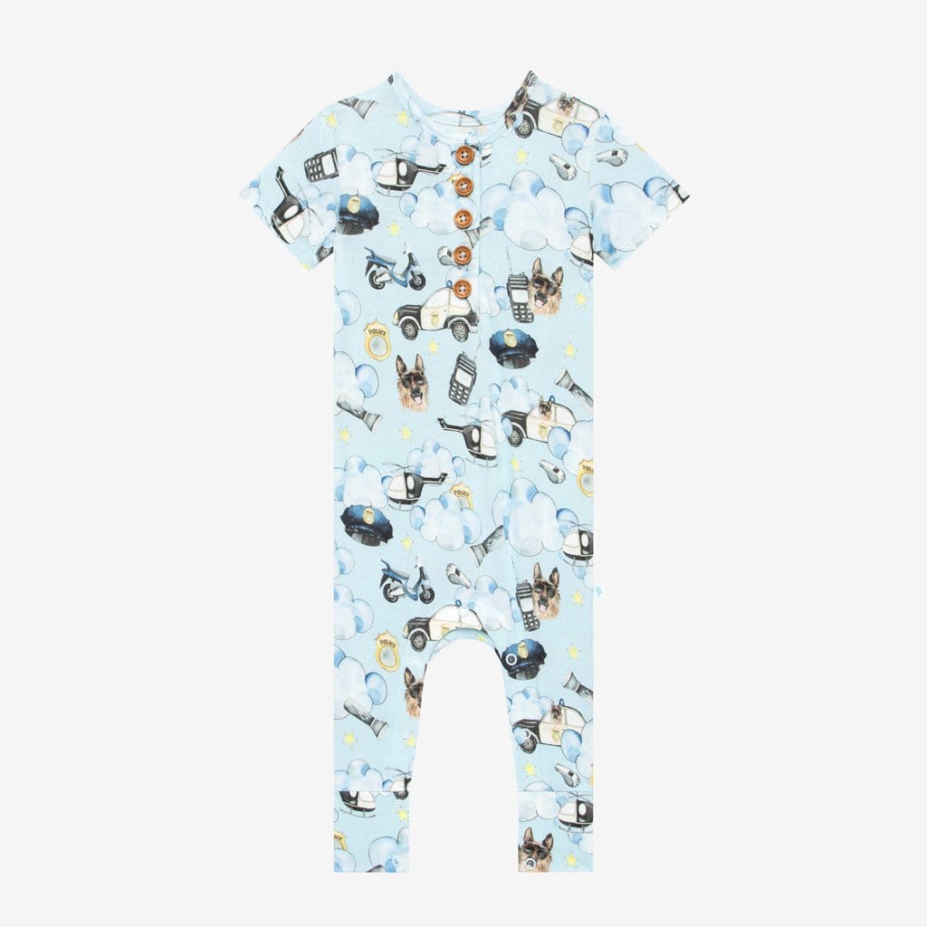 Police Short Sleeve Henley Romper