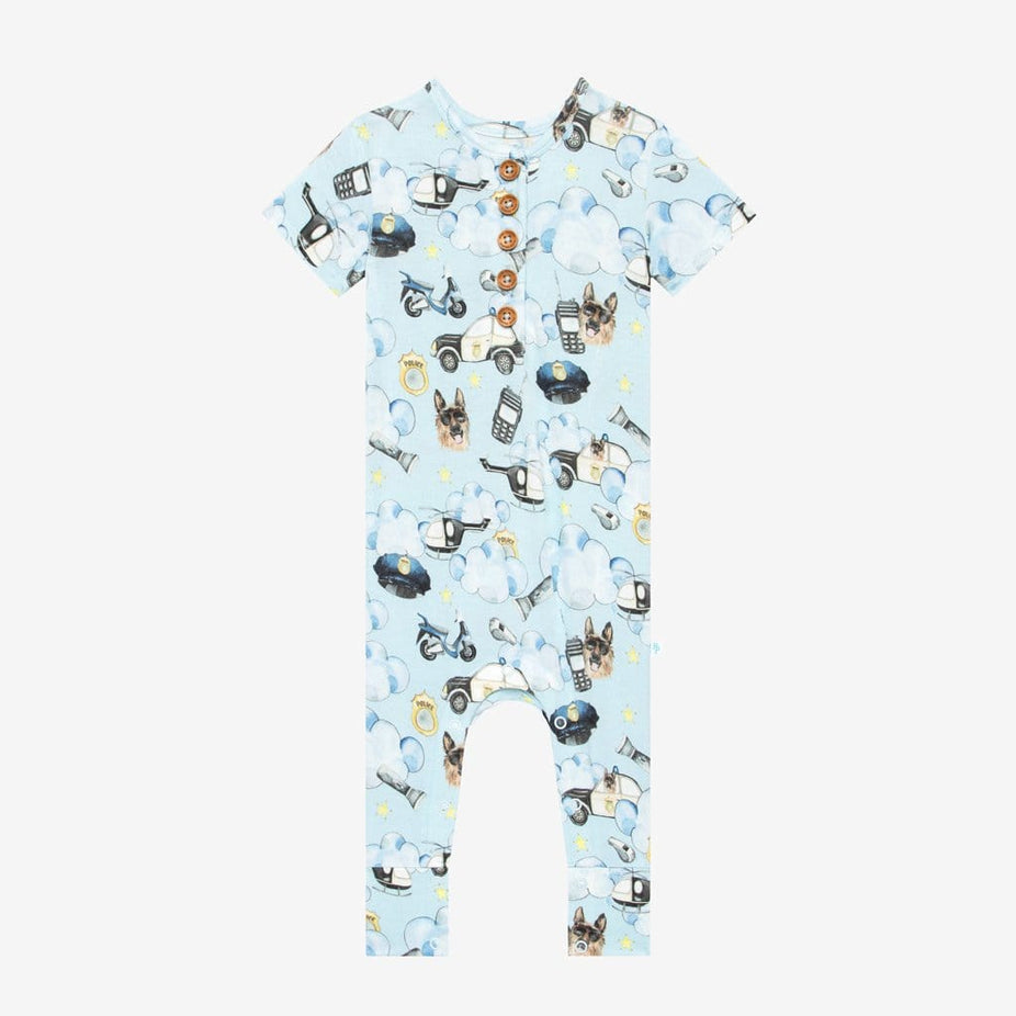 Police Short Sleeve Henley Romper