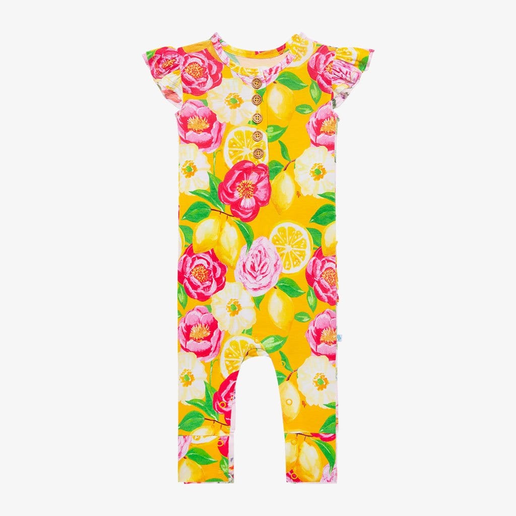 Annika Ruffled Cap Sleeve Henley Romper