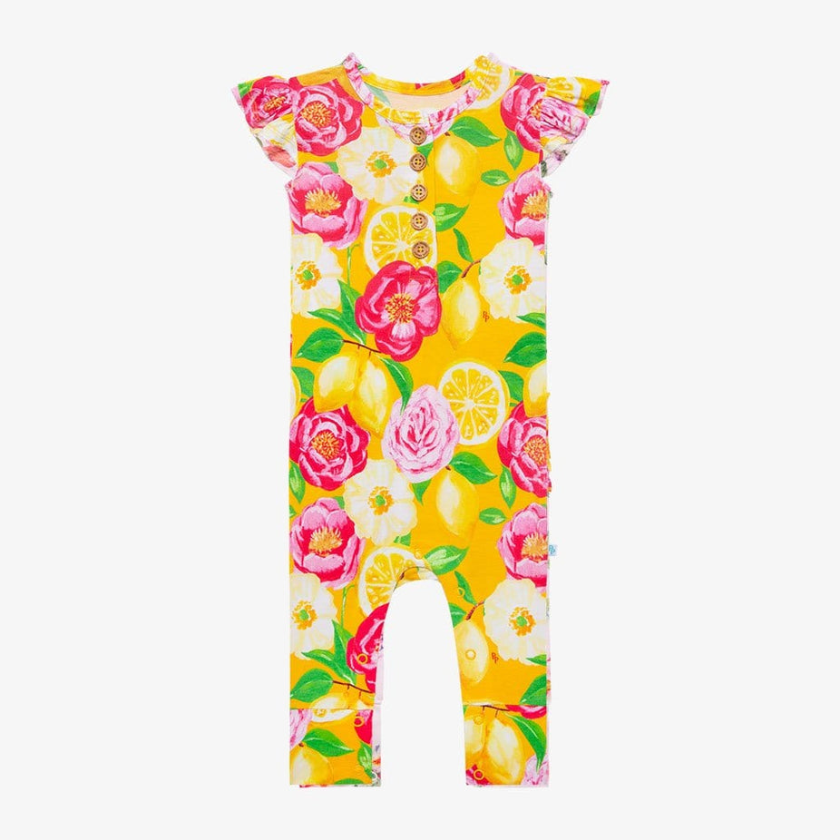 Annika Ruffled Cap Sleeve Henley Romper