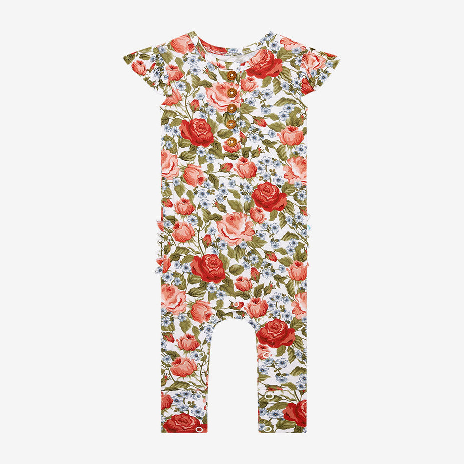Alma Ruffled Cap Sleeve Henley Romper