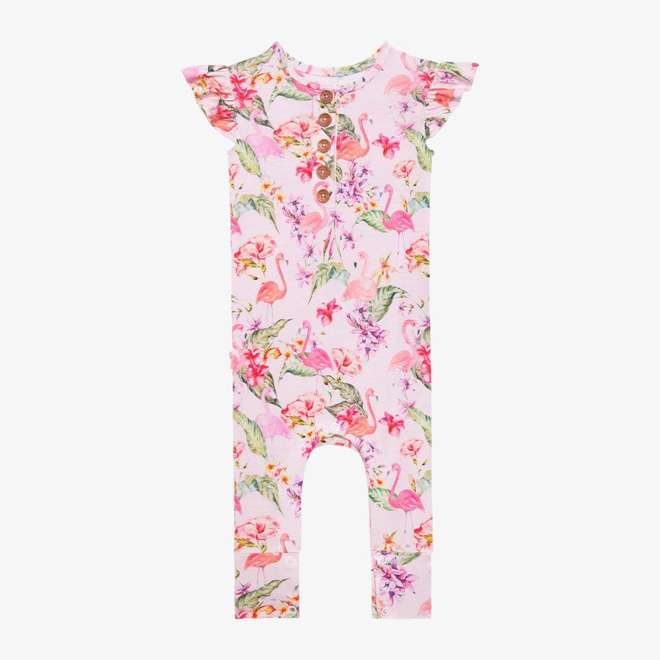 Leilani Ruffled Cap Sleeve Henley Romper