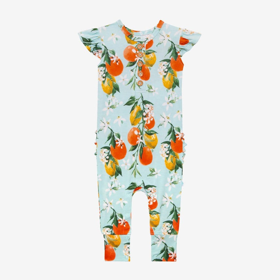 Mirabella Ruffled Cap Sleeve Henley Romper