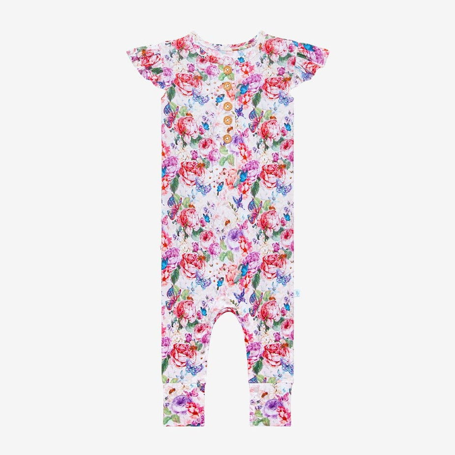 Vivienne Ruffled Cap Sleeve Henley Romper