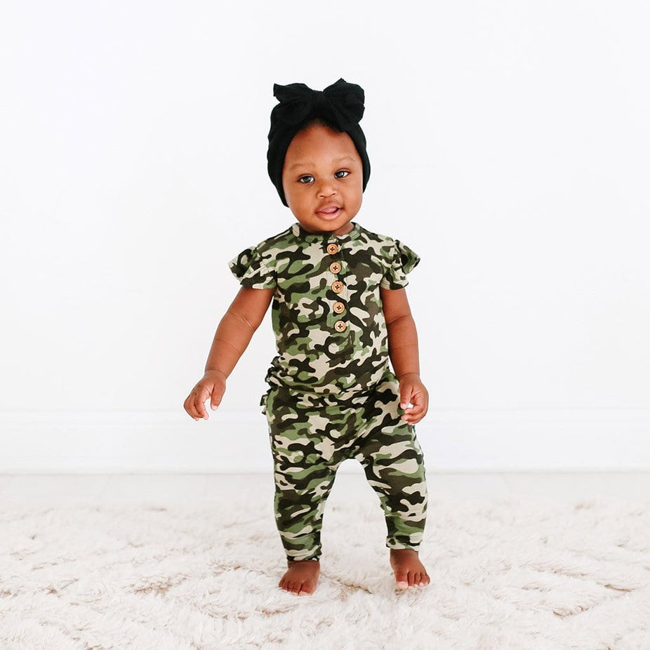Cadet Ruffled Cap Sleeve Henley Romper