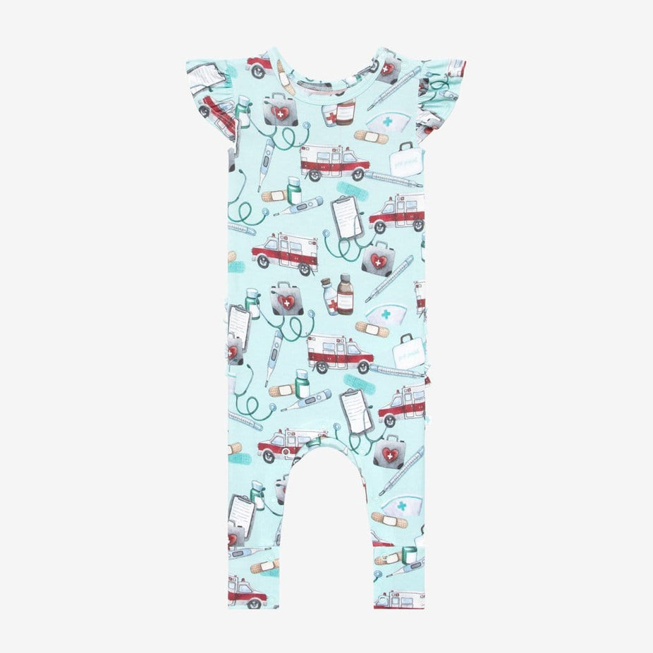 Doctors & Nurses Ruffled Cap Sleeve Romper