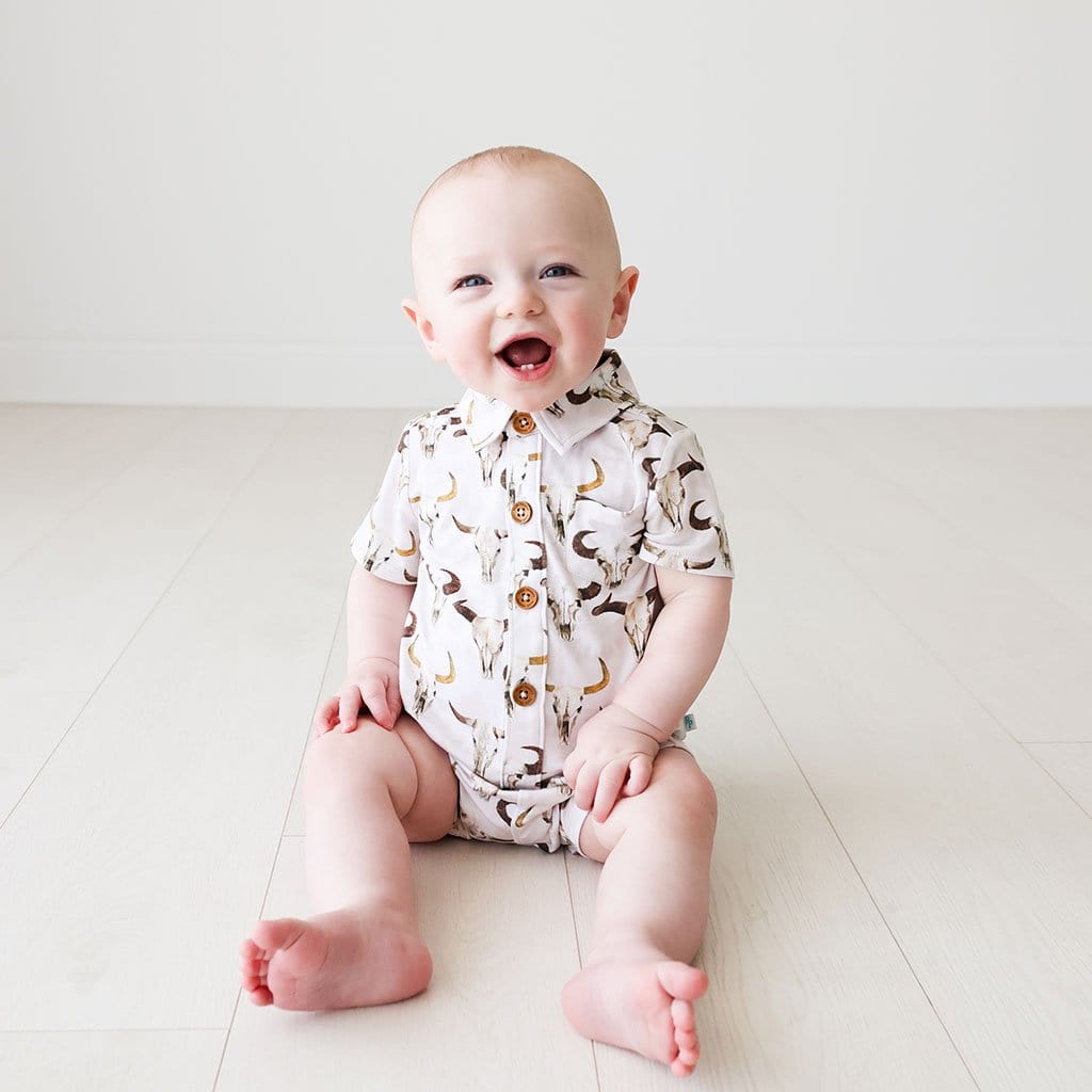 Baby on Austin Short Sleeve Collared Henley Shortall