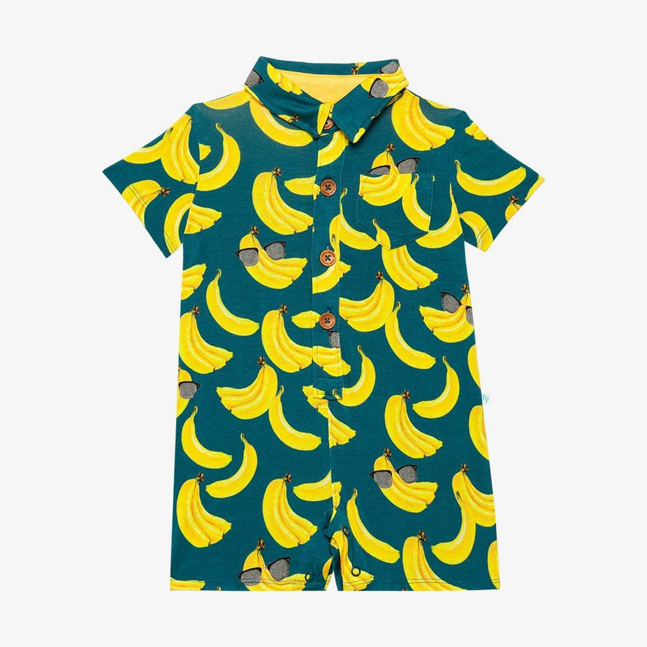 Bananas Short Sleeve Collared Henley Shortall