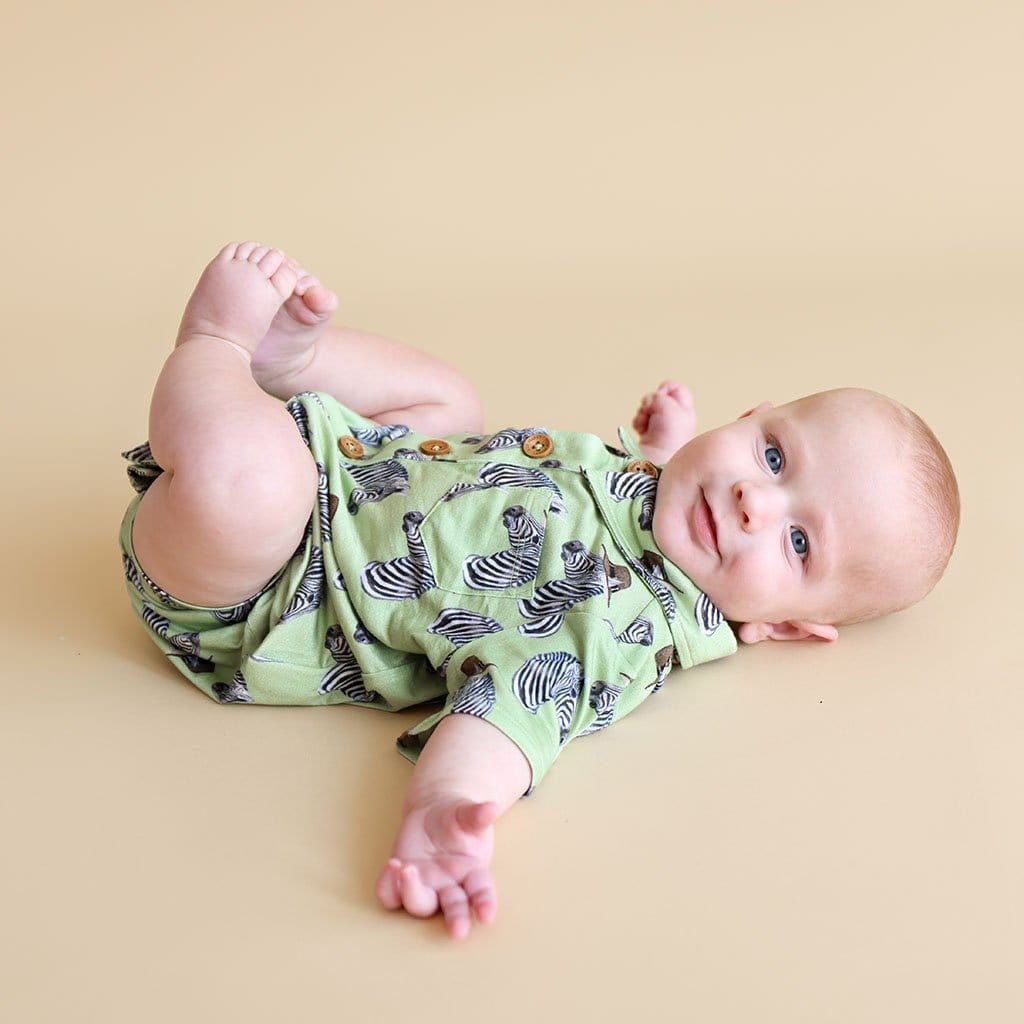 Dante Short Sleeve Collared Henley Shortall with Zebra print