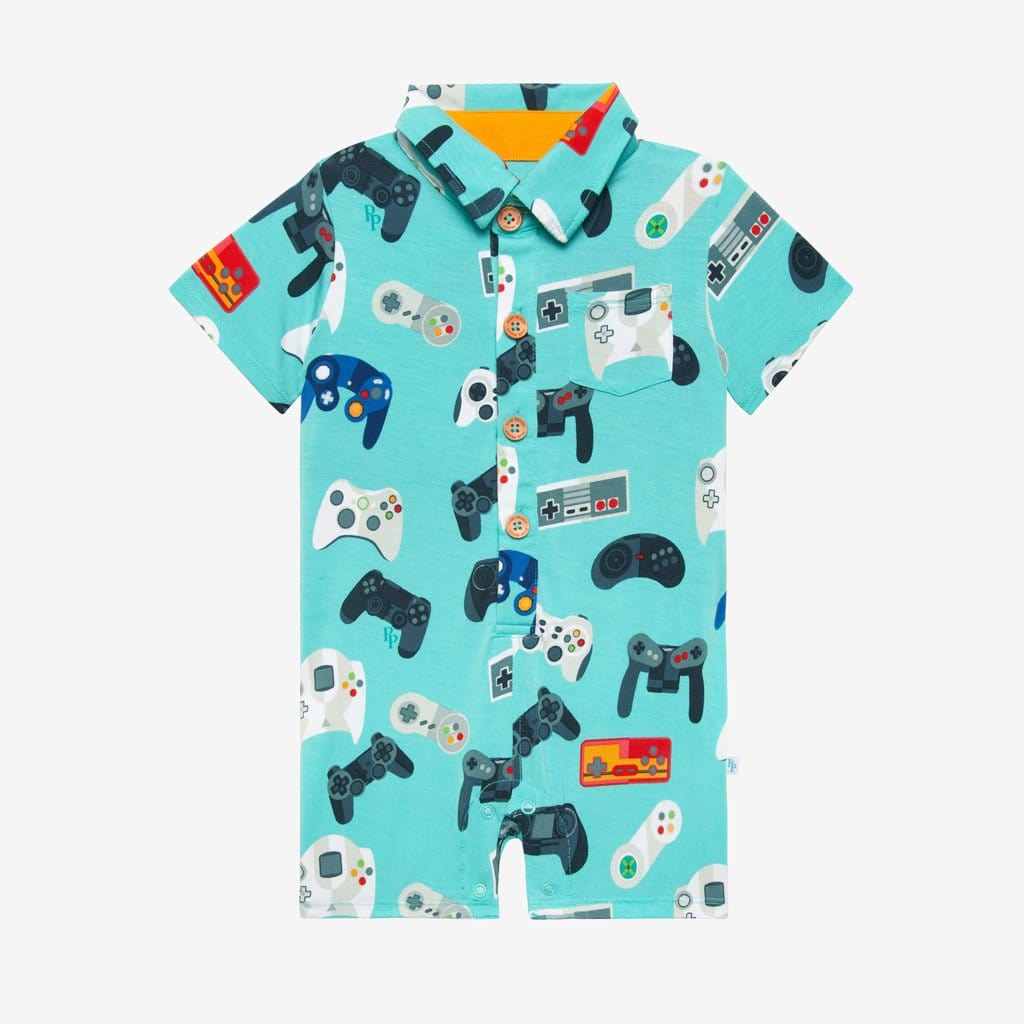 Gamer Short Sleeve Collared Henley Shortall