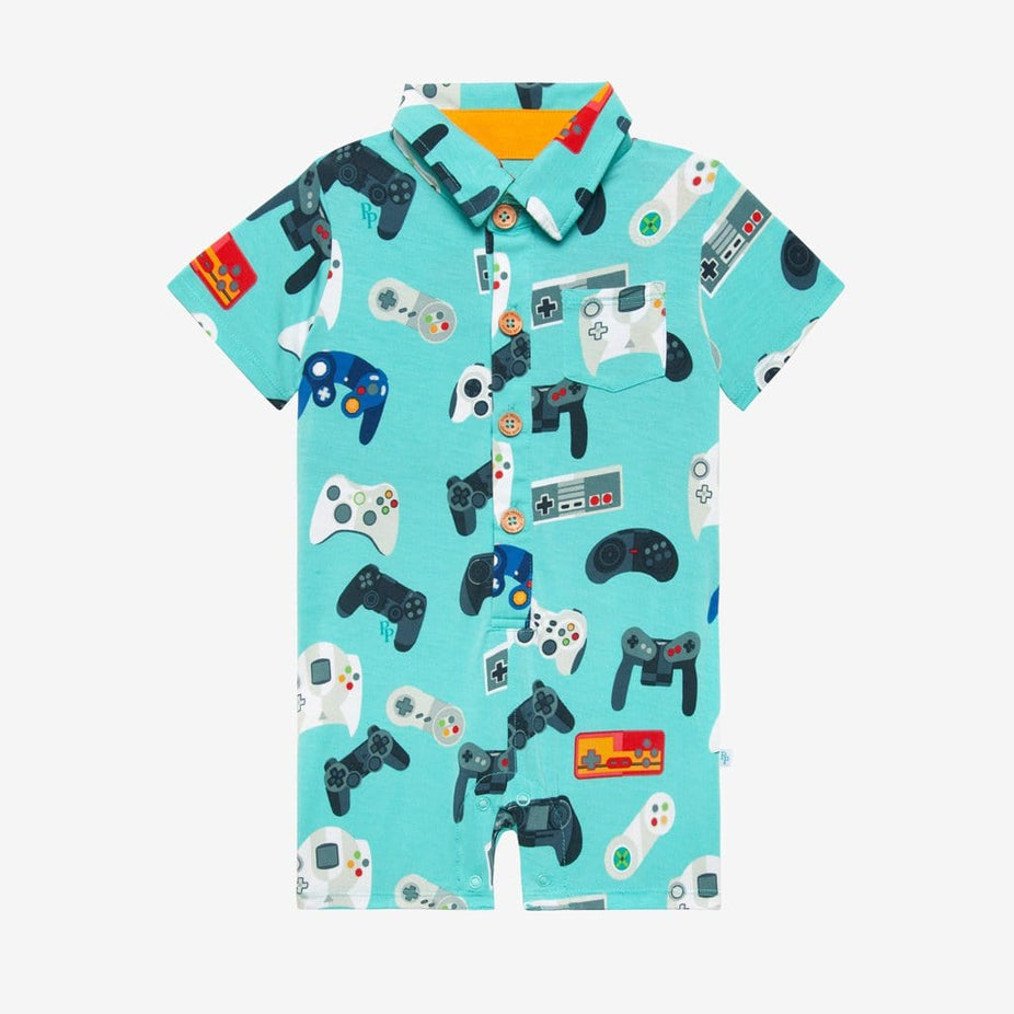 Gamer Short Sleeve Collared Henley Shortall
