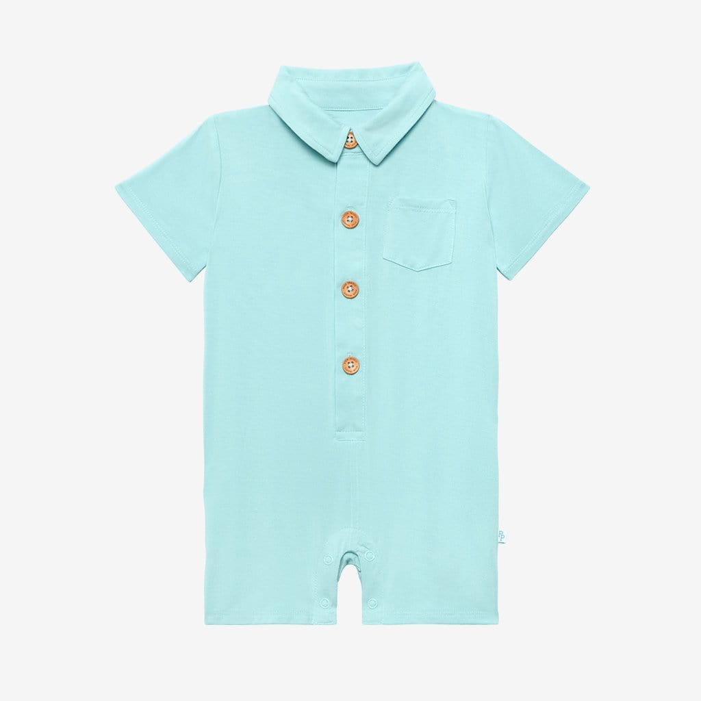 Robins Egg Short Sleeve Collared Henley Shortall