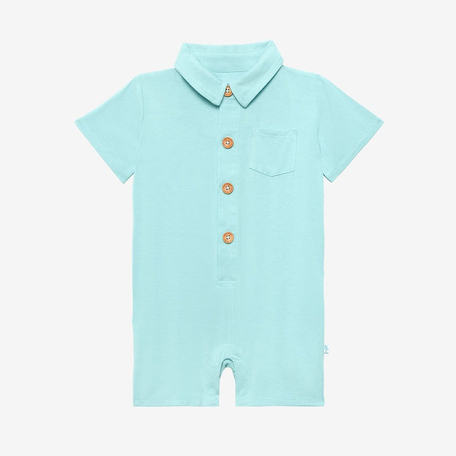 Robins Egg Short Sleeve Collared Henley Shortall