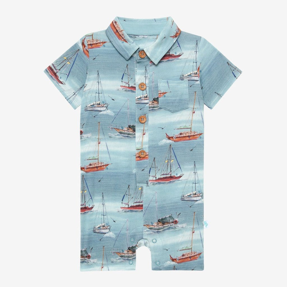 Skip Short Sleeve Collared Henley Shortall