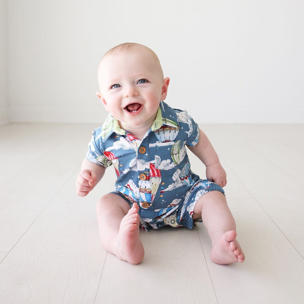 Baby on Tanner Short Sleeve Collared Henley Shortall