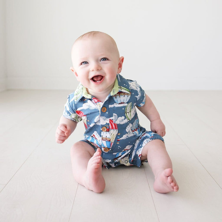 Baby on Tanner Short Sleeve Collared Henley Shortall