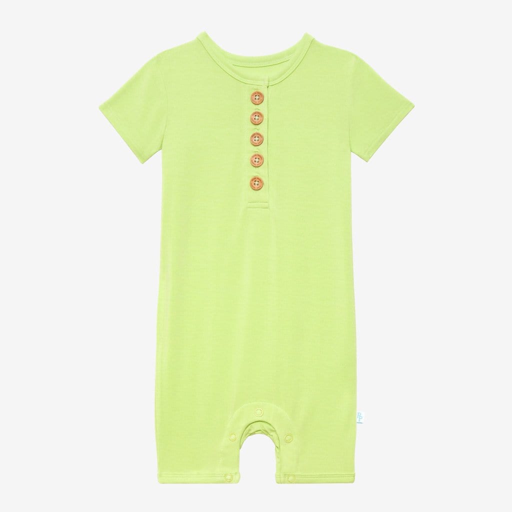 Pistachio Short Sleeve Henley Short Romper
