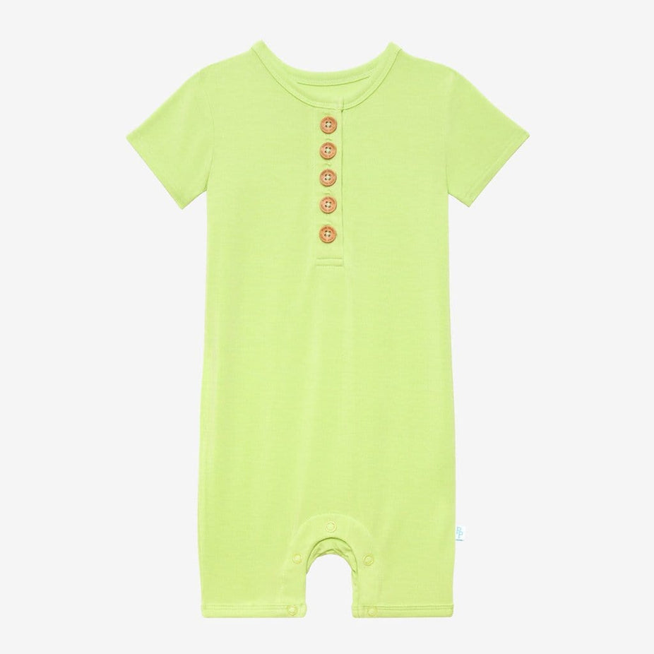 Pistachio Short Sleeve Henley Short Romper